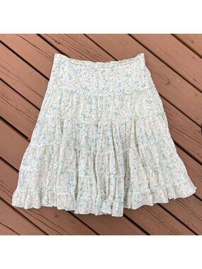 Vintage floral tiered maxi skirt